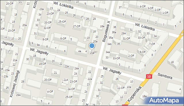 Szczecin, Księcia Bogusława X, 21a, mapa Szczecina