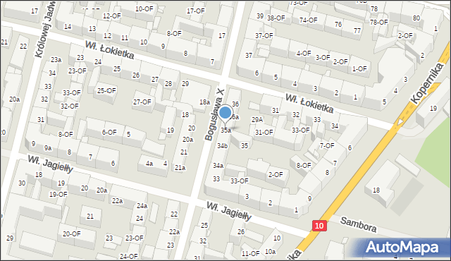 Szczecin, Księcia Bogusława X, 35a, mapa Szczecina