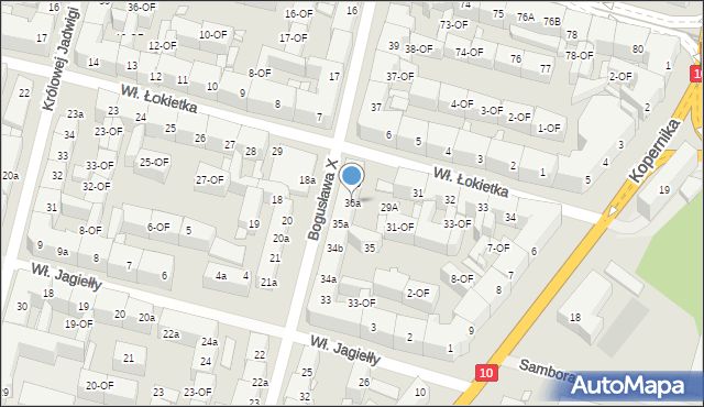 Szczecin, Księcia Bogusława X, 36a, mapa Szczecina