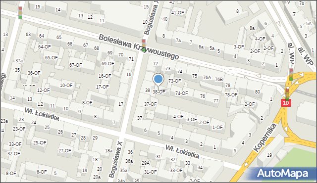 Szczecin, Księcia Bogusława X, 38-OF, mapa Szczecina