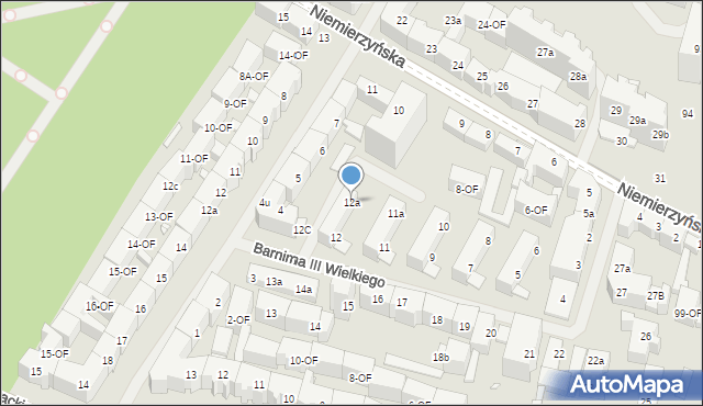 Szczecin, Księcia Barnima III Wielkiego, 12a, mapa Szczecina