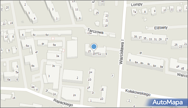 Szczecin, Księcia Warcisława I, 13, mapa Szczecina