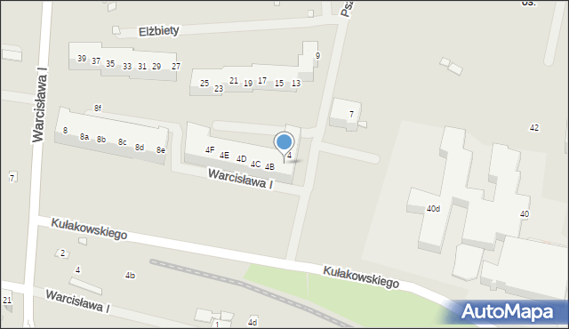 Szczecin, Księcia Warcisława I, 4f, mapa Szczecina