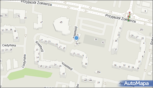 Szczecin, Księżnej Anastazji, 7a, mapa Szczecina