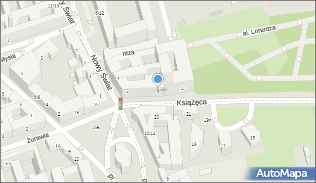 Warszawa, Książęca, 6, mapa Warszawy