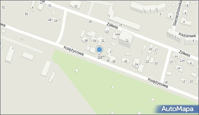 Warszawa, Księżycowa, 32A, mapa Warszawy