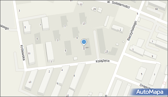 Wieliszew, Książęca, 11, mapa Wieliszew