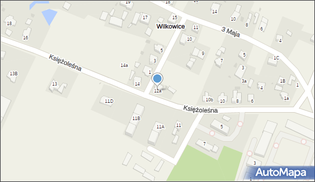 Wilkowice, Księżoleśna, 12a, mapa Wilkowice