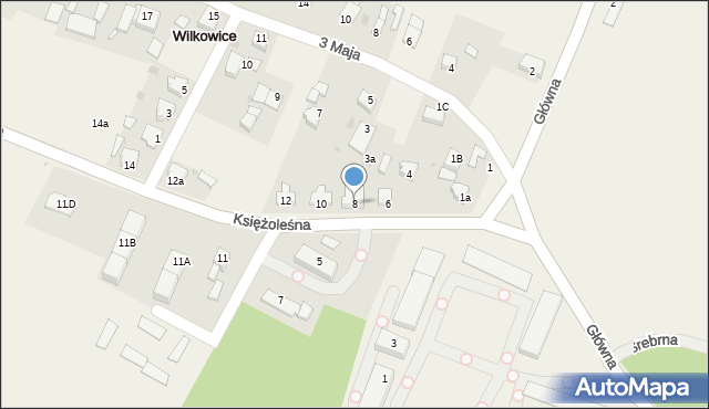 Wilkowice, Księżoleśna, 8, mapa Wilkowice