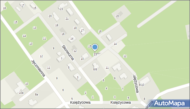 Wódka, Księżycowa, 13, mapa Wódka