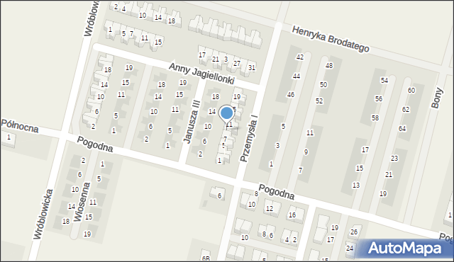 Wróblowice, Księcia Przemysła I, 9, mapa Wróblowice