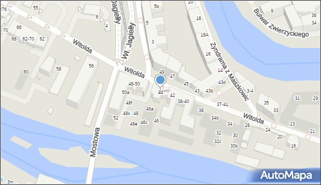Wrocław, Księcia Witolda, 44, mapa Wrocławia
