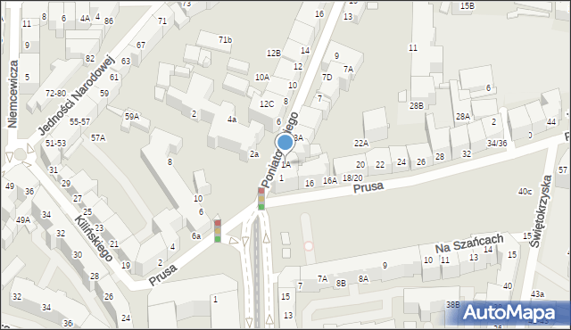Wrocław, Księcia Józefa Poniatowskiego, 1A, mapa Wrocławia