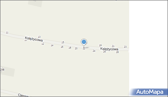 Wysoka Głogowska, Księżycowa, 22, mapa Wysoka Głogowska