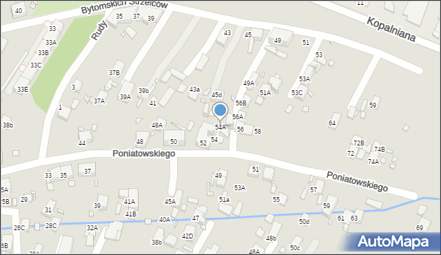 Zabrze, Księcia Józefa Poniatowskiego, 54A, mapa Zabrza