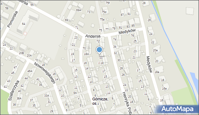 Zabrze, Księcia Henryka Pobożnego, 21A, mapa Zabrza