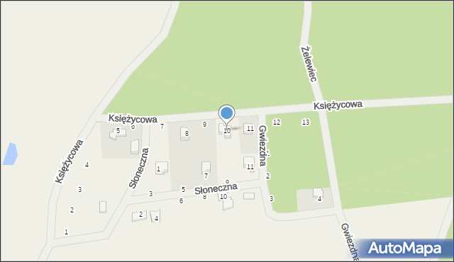 Żelewiec, Księżycowa, 10, mapa Żelewiec