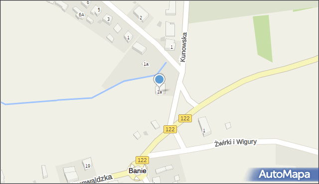 Banie, Kunowska, 1a, mapa Banie