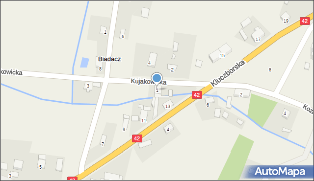 Biadacz, Kujakowicka, 1, mapa Biadacz