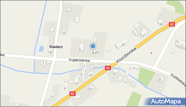 Biadacz, Kujakowicka, 2, mapa Biadacz