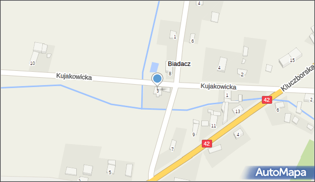 Biadacz, Kujakowicka, 3, mapa Biadacz