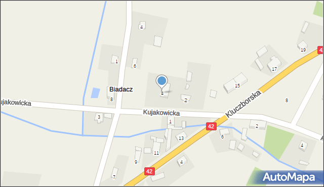 Biadacz, Kujakowicka, 4, mapa Biadacz