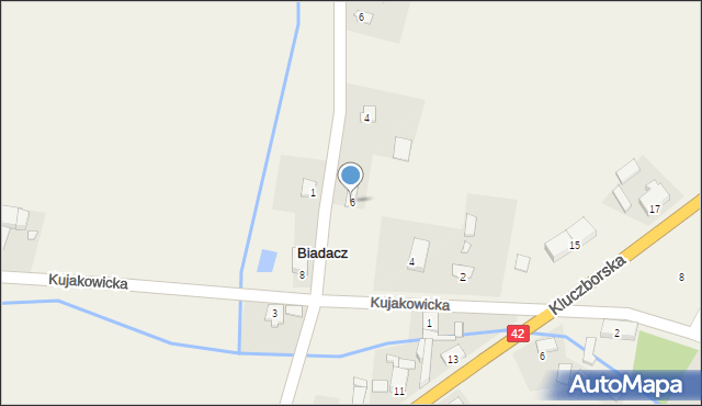 Biadacz, Kujakowicka, 6, mapa Biadacz