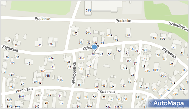 Białystok, Kujawska, 46/1, mapa Białegostoku