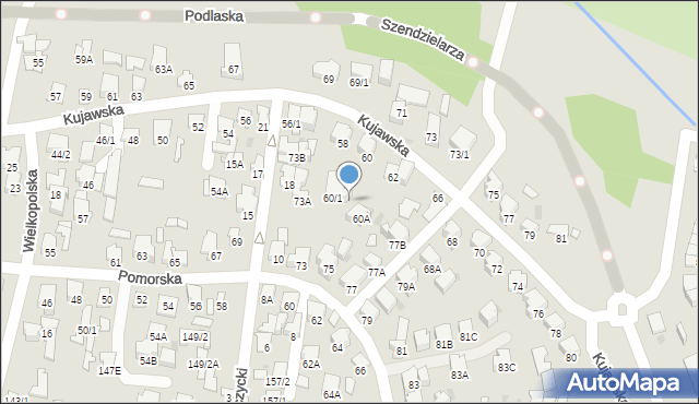 Białystok, Kujawska, 60/2, mapa Białegostoku