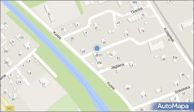 Bielsko-Biała, Kusia Jana, ks., 45, mapa Bielsko-Białej