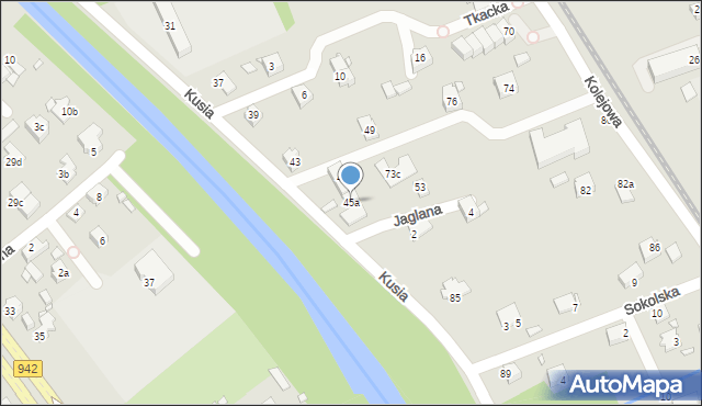 Bielsko-Biała, Kusia Jana, ks., 45a, mapa Bielsko-Białej