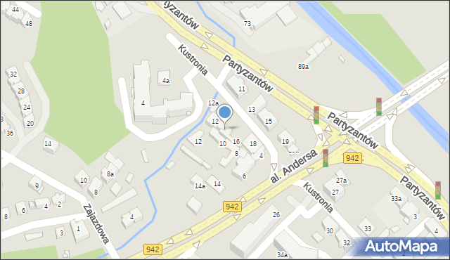 Bielsko-Biała, Kustronia Józefa, gen., 14, mapa Bielsko-Białej