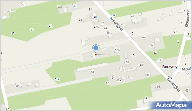 Borzymy, Kuracyjna, 52, mapa Borzymy
