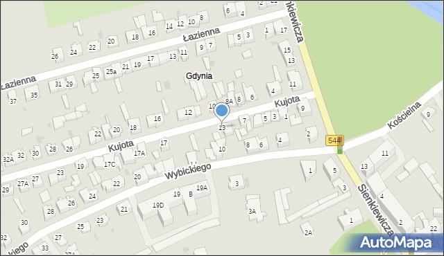 Brodnica, Kujota, ks., 13, mapa Brodnica