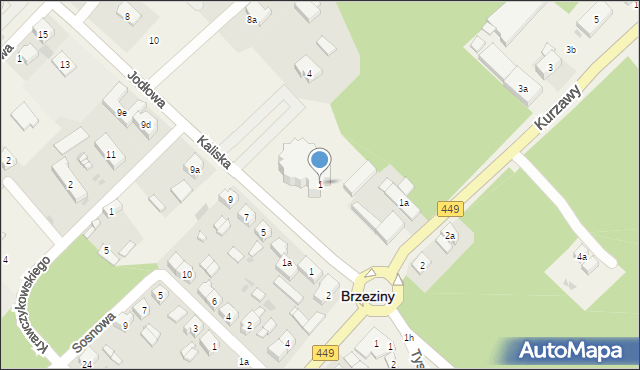 Brzeziny, Kurzawy Józefa, ks., 1, mapa Brzeziny