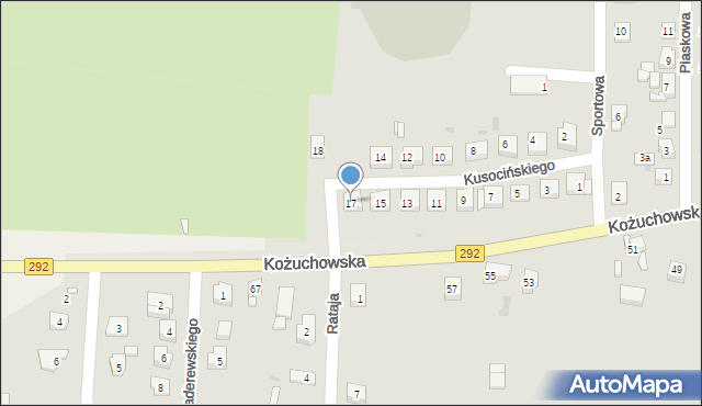 Bytom Odrzański, Kusocińskiego Janusza, 17, mapa Bytom Odrzański