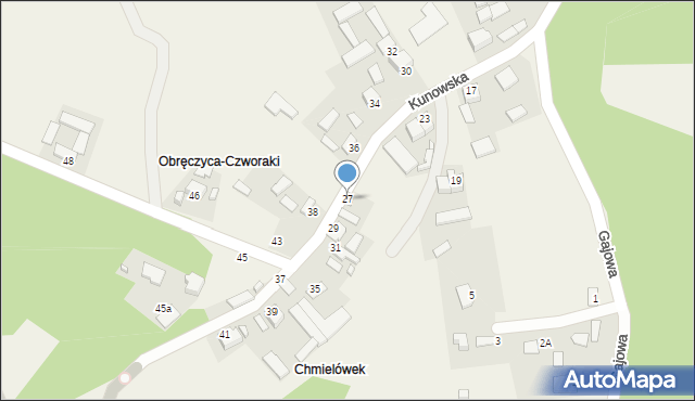 Chmielów, Kunowska, 27, mapa Chmielów