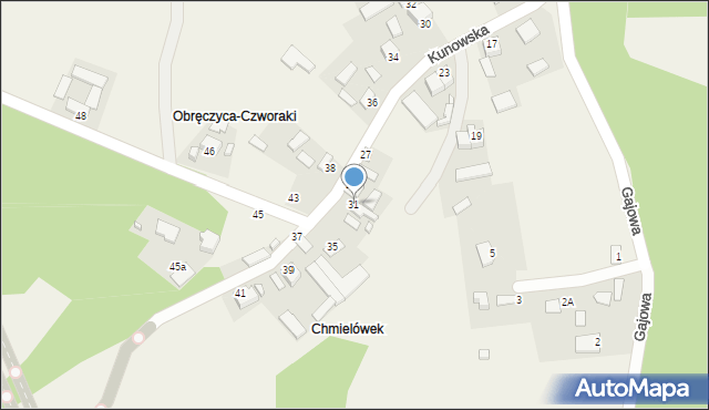 Chmielów, Kunowska, 31, mapa Chmielów