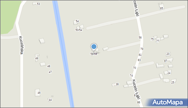 Częstochowa, Kucelin Łąki, 58/68, mapa Częstochowy