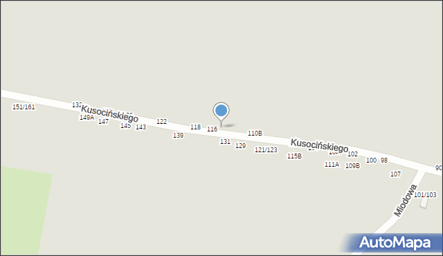 Częstochowa, Kusocińskiego Janusza, 116A, mapa Częstochowy