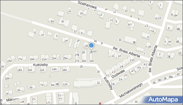 Częstochowa, Kutrzeby Tadeusza, gen., 33I, mapa Częstochowy