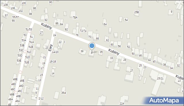 Częstochowa, Kubiny Teodora, ks. bp., 37, mapa Częstochowy