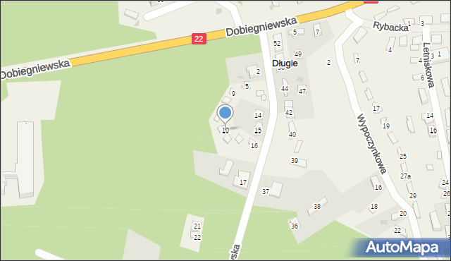 Długie, Kurowska, 10, mapa Długie