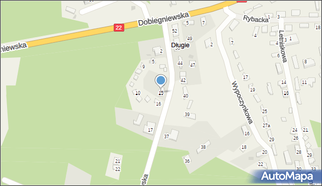 Długie, Kurowska, 15, mapa Długie