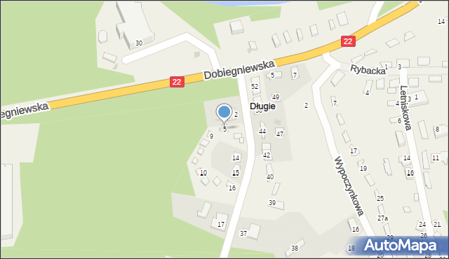 Długie, Kurowska, 5, mapa Długie