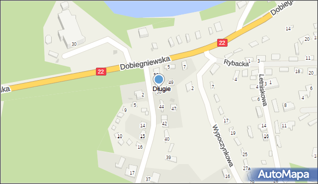 Długie, Kurowska, 50, mapa Długie