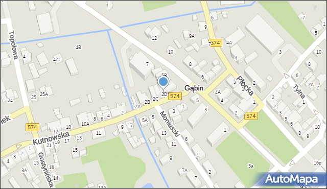 Gąbin, Kutnowska, 2D, mapa Gąbin