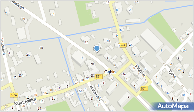 Gąbin, Kutnowska, 2e, mapa Gąbin