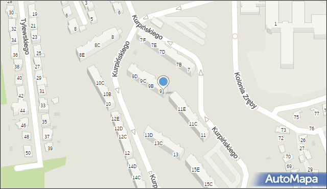 Gdańsk, Kurpińskiego Karola, 9A, mapa Gdańska