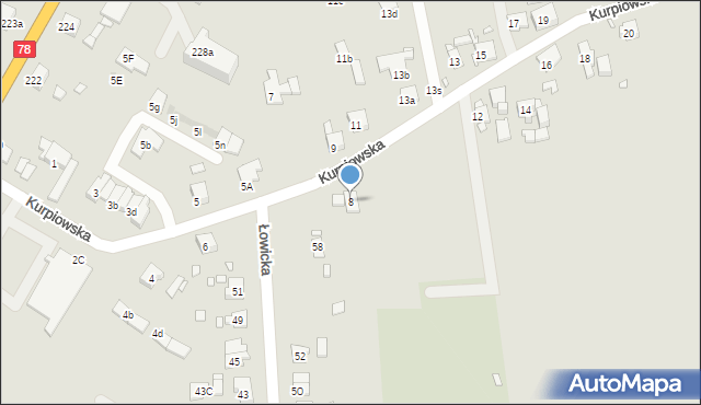 Gliwice, Kurpiowska, 8, mapa Gliwic